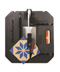 Lightweight Portable Table Saw Dishing Out Snappy Rip And Cross Cuts Without Breaking a Sweat featuring a cutting tile on the surface.