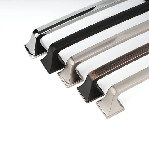 Assorted finishes including polished chrome of 10 Pack 5 Inch Polished Chrome Kitchen Cabinet Pulls And Handles Set Solid Metal Contemporary Square Arch Cabinet Hardware For Kitchen Cabinets Drawers Dressers Cupboards And Bathrooms With 25mm And 38mm Screws Included