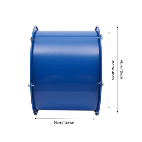 Side view of 16 Inch Explosion Proof Axial Fan with 370W 110V Motor, heavy duty carbon steel housing, dimensions shown.