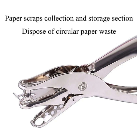 Durable 6mm Metal Hole Punch For Scrapbooking And Loose-Leaf Paper, showing waste catcher and all-metal body.