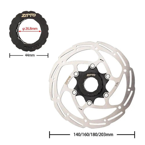 Centerlock 140mm Disc Brake Rotor For MTB And Road Bikes With Beefy High Strength Steel Core And Lightweight Alloy Body