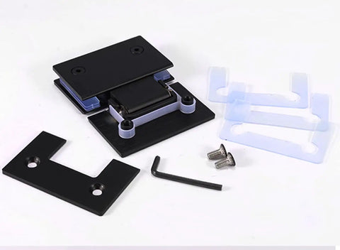 180 Degree Frameless Shower Door Hinge Set In Black Finish, Heavy Duty 304 Stainless Steel Glass To Glass Pivot For 8-12 mm Doors, 2 Pack