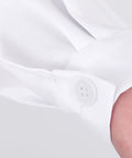 Close-up of sleeve button detail on Unisex Professional Lab Coat for Men and Women, Button Front Long Medical Coat for Science, Doc, Nurse, or Student.