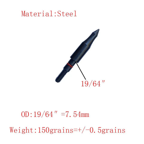 150gr steel 100 125 150 200 Grain Archery Field Points Screw In Tips For Recurve Compound Bow And Crossbow Target Practice