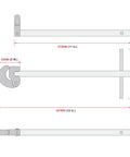 Technical diagram of adjustable basin wrench, showing dimensions with 11-inch handle for under sink use, focus on self-adjusting jaws.