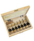 7-Piece Tapered Drill And Countersink Set For Clean, Flush Or Countersunk Holes In Hard Wood, With Wooden Case Opened