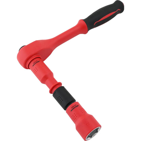 Job Site Beast 28 Piece 1000V Insulated Tool Set VDE Certified ratchet wrench with red handle for heavy duty electrical work.