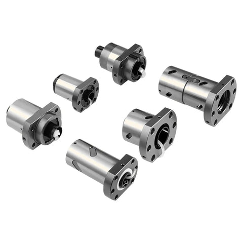 Top Notch High Strength Carbon Steel Ball Screw Nut SFU2504 DFU2505 SFS2510 showing multiple angles of precision CNC components.