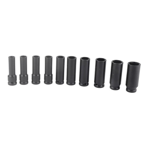 Rock Solid 10pc Deep Impact Socket Set For Cars And Gear Heads, Made From Top Tier Chrome Vanadium Steel Tough As Nails For Quick Repairs On Any Vehicle Or Heavy Duty Job At The Shop, 10-piece sockets