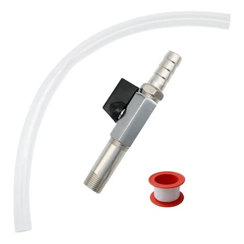 5401 Stainless Steel Oil Drain Valve With One Quarter Turn And Hose, Three Eighths By Eighteen NPTF Thread, Easy Install