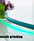 Close-up of anti-collision edge on Lazy Susan Rotating Turntable Glass Tray For Kitchen Tabletop 360 Degree Swivel Plate Clear Tempered