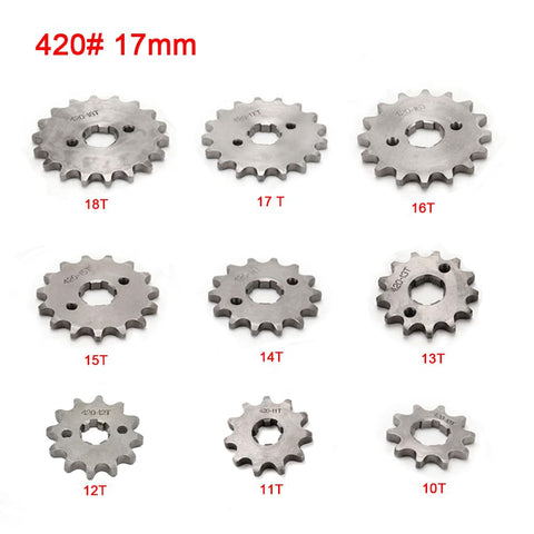 Different sizes of 420 10 Tooth 17mm Chain Sprocket with Buckle for Dirt Bikes Go Karts ATVs Pit Bikes Mini Bikes Mopeds