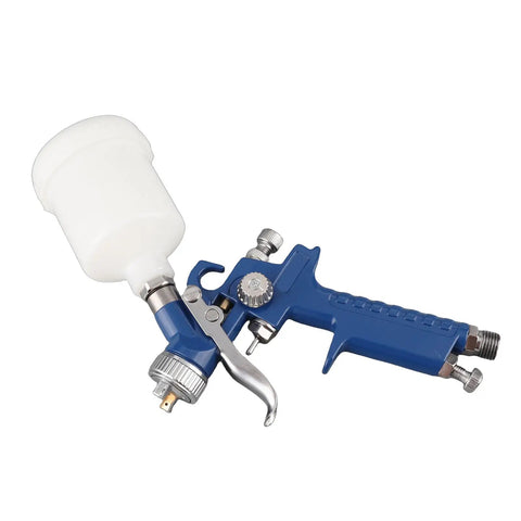 Xixian Pneumatic Spray Aluminum Alloy Transparent Pot Car Furniture Paint, blue spray gun with clear container.