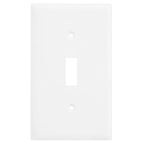 Oversized 1-Gang White Toggle Light Switch Wall Plate Jumbo 5.5 By 3.5 Inch Cover Unbreakable Polycarbonate Thermoplastic Heavy-Duty Durability Heat And Fade Resistant Flammability UL94 Rated