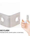 Hand holding L Shaped Corner Brackets Set 18 Pieces Stainless Steel Right Angle Shelf Braces for Furniture