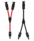 Y Branch Solar Connector Parallel Adapter With 10 AWG Cable For Solar Panels 30A At 1000V DC IP67 Outdoor Rated Red And Black Leads