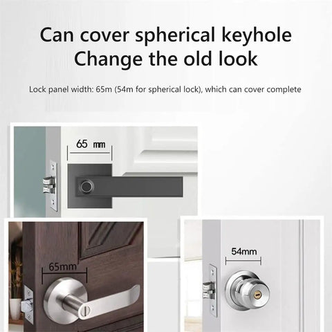 Slick Electronic Smart Lock Featuring Semiconductor Fingerprint Handle For Lightning Fast Zero Drama Door Unlock And Bulletproof Home Office Security With Space For Thirty Unique Prints, showing lock panel measurements and design.