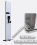Heavy Duty Free Standing EV Charger Box Water Resistant Aluminum Alloy Cord Holder And Weather Proof Cover For Garage Or Workplace Parking, showcasing stable base with pre-drilled holes.