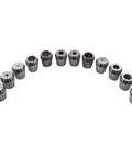 ER40 Spring Collet Set 1/8 To 1-1/8 Inch Carbon Steel CNC Workholding Kit For Engraving, 12 collets arranged in a semicircle