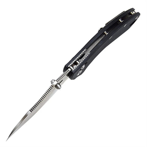 Side view of EDC Folding Knife With 14C28N Satin Blade, Rugged G10 Handle, and two position pocket clip, Model CK3502.