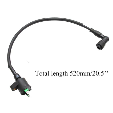GY6 Ignition Coil Kit with CDI Relay Regulator A7TC Spark Plug for 50cc-125cc ATV Go Kart Moped Scooter, 520mm cable shown
