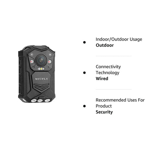 1296P HD Police Body Camera With 2 Inch LCD Display, Night Vision, 32GB Built In Memory, GPS Tracking, Password Lock