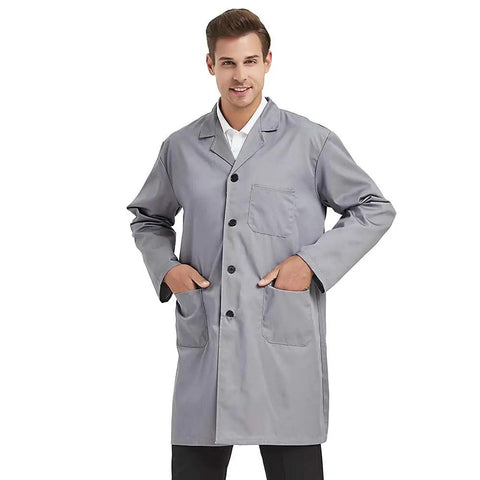Custom Lab Coat Scrubs For Men And Women With Embroidered Or Printed Medical Lab Coat In Gray Unisex Pro Medical Gear