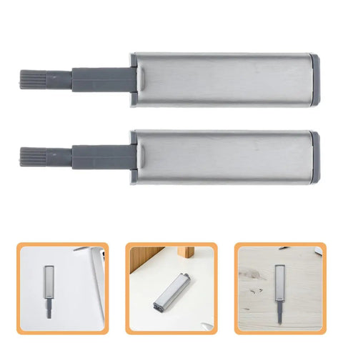 Push to Open Cabinet Latch Set Six Piece No Handle Needed Self Eject Design With Steel Shell Soft Close Hinges close-up view