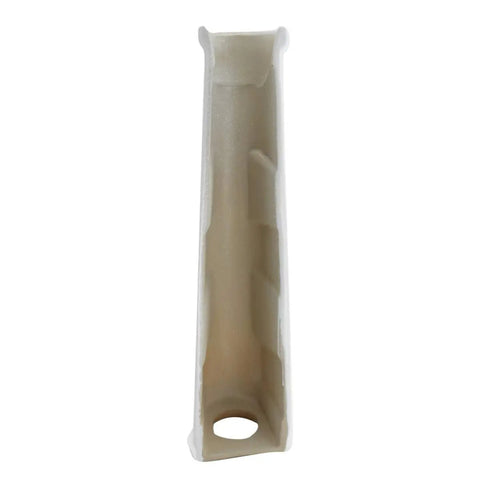 Side view of pedestal base for Compact Vitreous China Pedestal Sink With Overflow, Space Saving 16 Inch Wide, Glossy White Finish