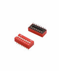 8-position red DIP switches from 35 Piece DIP Switch Assortment Kit With 1 2 3 4 6 8 10 Position Options 2.54mm Pitch Slide Toggle On Off Switches.