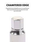 Close-up of chamfered edge on a bit from the 23 Piece Drain Plug Socket Set For Oil Sump And Gearbox, Three Eighth Inch Drive...