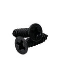 Black Carbon Steel Self Tapping Wood Screw Set With Cross Countersunk Heads, close-up view showing flat heads and threading.
