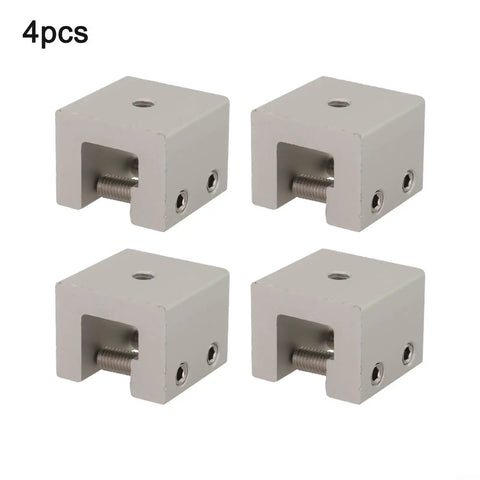4 Pack Aluminum Standing Seam Clamps For Solar Panel Installation With Stainless Steel Screws Roof Seam Brackets For Folded Sheet Metal Roofs PV Mounting Kit Ready To Install No Drill Long Lasting Aluminum Mounts, showing square aluminum clamps with screws.