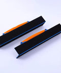 Built To Last Self Adhesive Sandpaper Frame Holder For Woodworking And Grinding with grippy orange handle and black sanding surface.