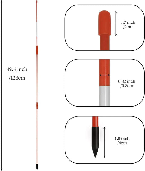 20 Piece Orange Driveway Markers Set With 49 Inch Fiberglass Snow Stakes White Reflective Tape Includes 12 Inch Drill Bit