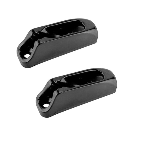 Pair Nylon Locking Rope Tensioner Cleats For Boats And Yachts, Easy To Use Marine Rigging Gear To Keep Sail Lines Taut And Saltwater Ready, Adjustable Cord Clamp Fits Ropes Up To 4mm, Solid Sailboat And Canoe Accessories. Black nylon cleats, 44 x 13 mm, pair