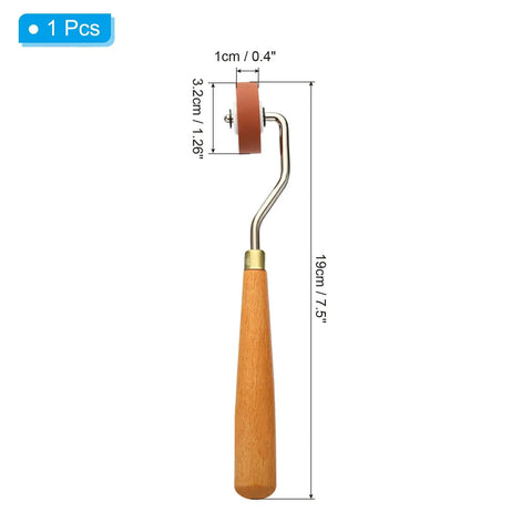 Red 0.4 Inch Rubber Brayer Roller For Wallpaper And Printmaking Pro Grade Anti Skid Hard Rubber Roller Tool with wood handle