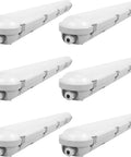 Six pack of Vapor Tight LED Shop Light Four Foot All In One 40/50/60W Selectable, 3 CCT 3000K-4000K-5000K, IP66 Waterproof, ETL Listed