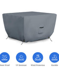 Tough Outdoor Square Fire Pit Cover 30 Inch by 30 Inch 12 Oz PVC Coated Polyester Waterproof Weather Resistant UV Protected