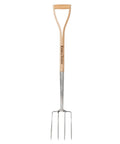Lightweight Garden Digging Fork for Home and Pros FSC Certified Wood Handle Silver Tines Durable Tilling Tool for Turning Soil