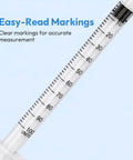 Disposable 31G U-100 Syringes 1ml Capacity 5/16 Inch Tip 30 Pack Leak-Proof Clear U-100 Markings Lab-Grade Plastic Single-Use Medical and Research Syringes for Lab Use, close-up markings