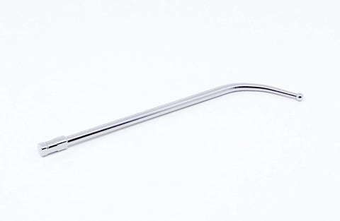 Side view of LLDSIMEX coaxial centering indicator tool; chrome-plated probe with curved shaft and ball tip