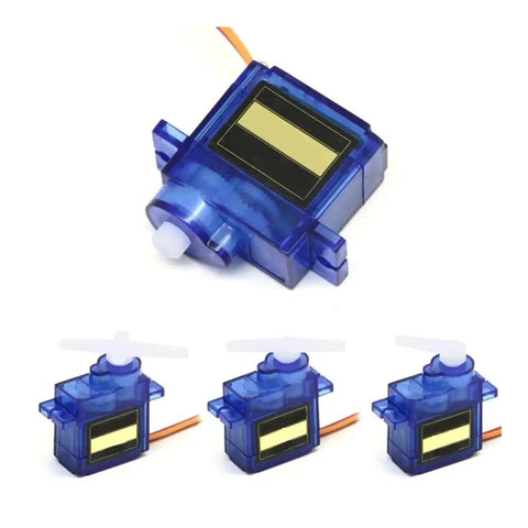 Top Shelf Six Channel Servo Motor Set For Rc Helicopter And Airplane Controls Compatible With Sg90 9G Servos Metal Gears shown from multiple angles.
