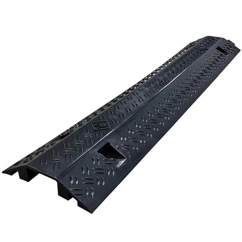 Slim PVC Drop Over Cable Ramp Protector Single Channel Black Low Profile Easy Install For Cables And Hoses 38.5 Inch Long