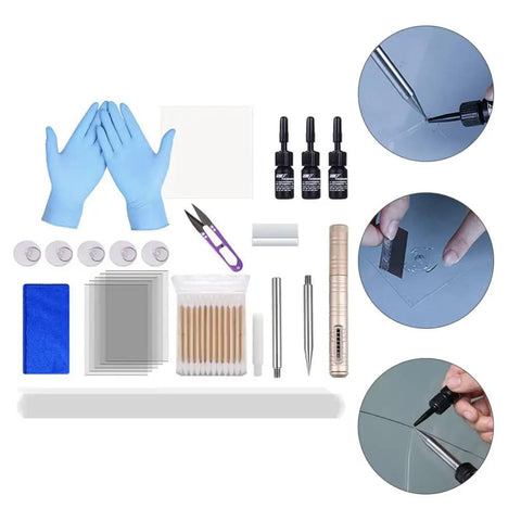 Windshield Repair Kit For Chips And Cracks Easy Application Glass Crack Repair Tool For Automotive Use with resin and tools