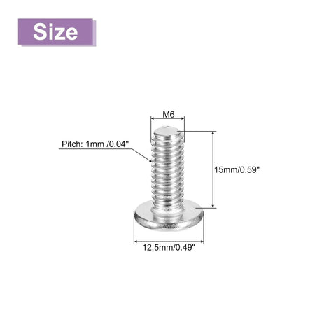 Heavy Duty M6 X 15mm Flat Phillips Head Machine Screws built from 304 stainless steel with size details.