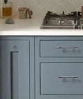 10 Pack Polished Nickel Cabinet Pulls 3 Inch Hole Center 76mm Solid Zinc Alloy Drawer Handles installed on kitchen cabinets