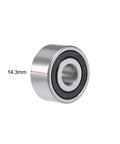 Side view of uxcell 3200-2RS angular contact ball bearing, 10x30x14.3 mm, sealed.