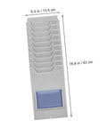 Hella Easy Wall Mounted Material Card Rack For Warehouse Inventory Display and Employee Attendance Tracking With Super Dope Multi Grid Card Slot Shelf For Slick Storage Setup, grey organizer, 16.9 in.