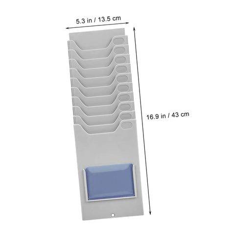 Hella Easy Wall Mounted Material Card Rack For Warehouse Inventory Display and Employee Attendance Tracking With Super Dope Multi Grid Card Slot Shelf For Slick Storage Setup, grey organizer, 16.9 in.